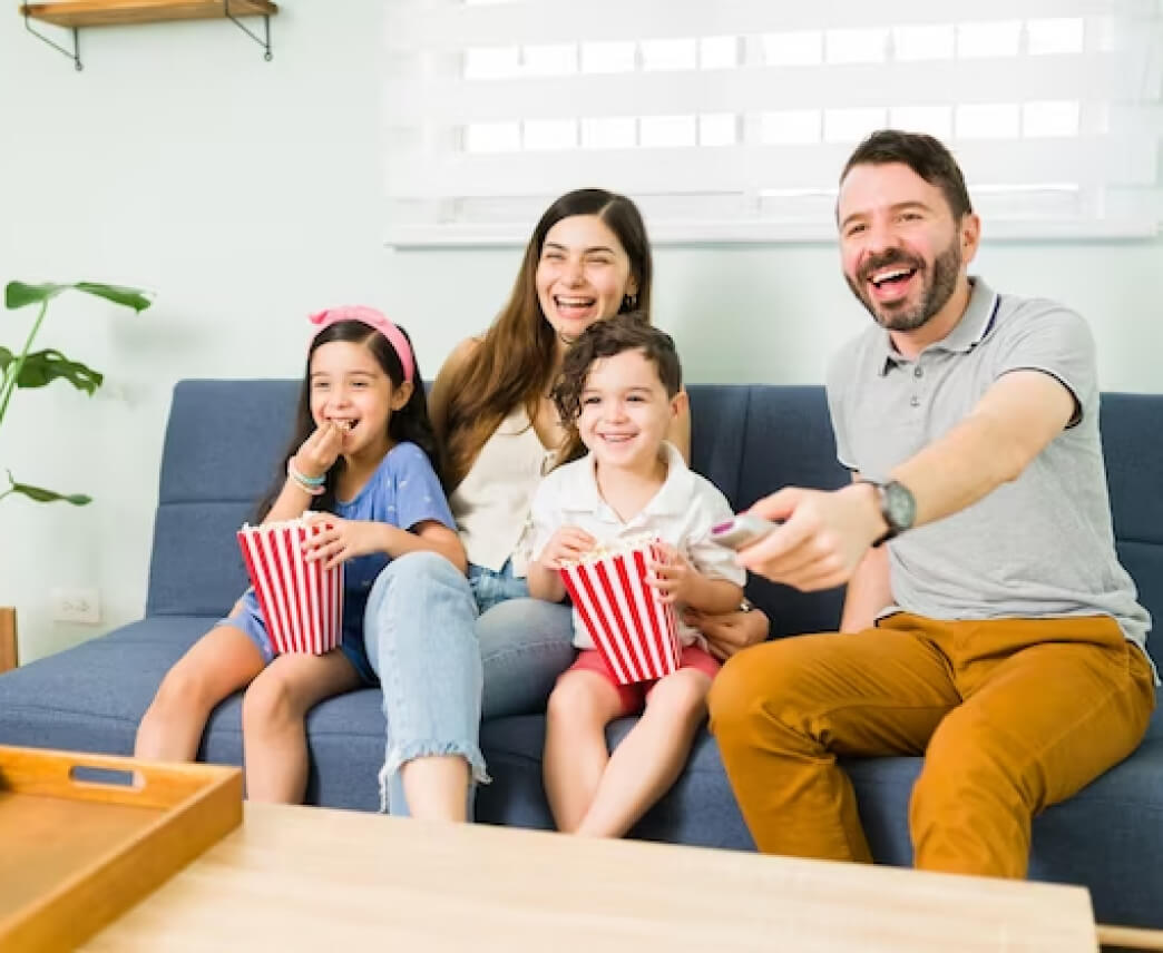 Family watching IPTV